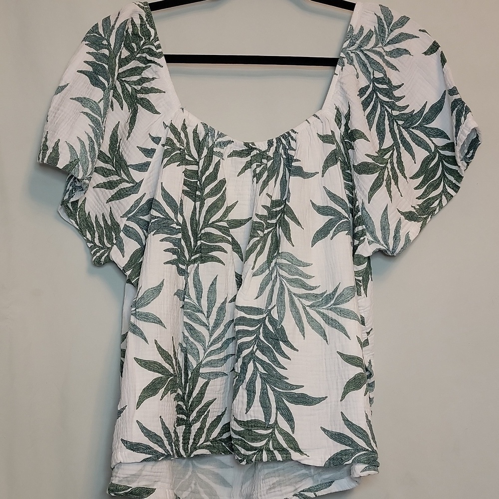 Joyspun Cotton Tropical Puff Sleeve Shirt - Picture 7 of 9